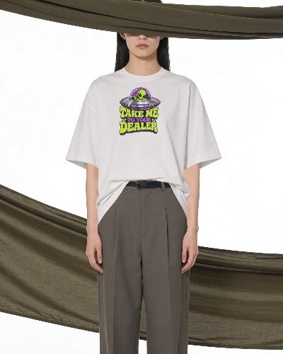 Alien UFO T‑Shirt — "Take Me to Your Dealer" Graphic Tee
