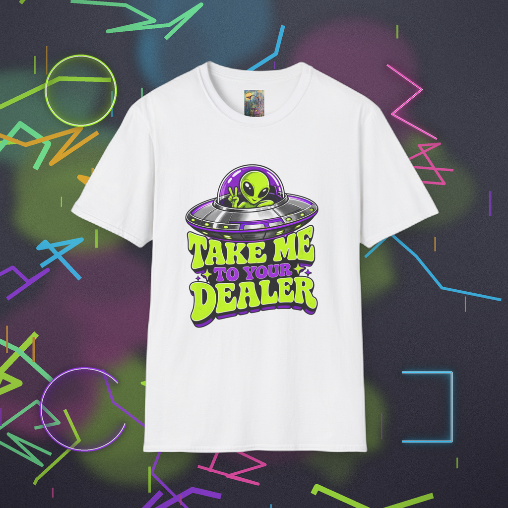 Alien UFO T‑Shirt — "Take Me to Your Dealer" Graphic Tee
