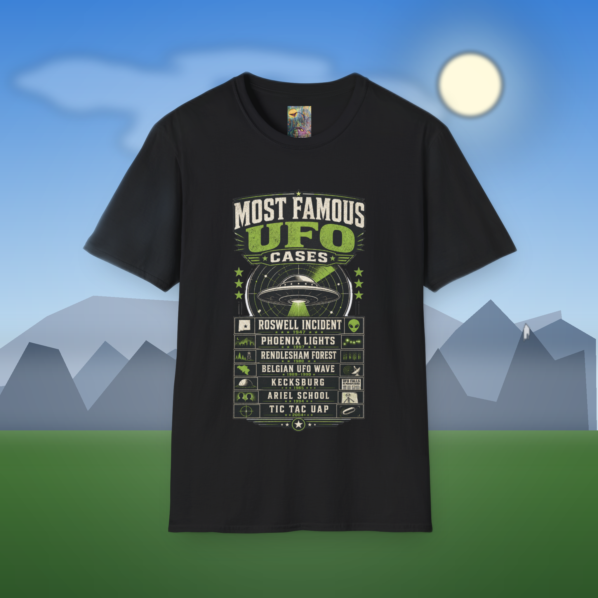 Most Famous UFO Cases T-Shirt — Roswell & Top Alien Encounters Tee