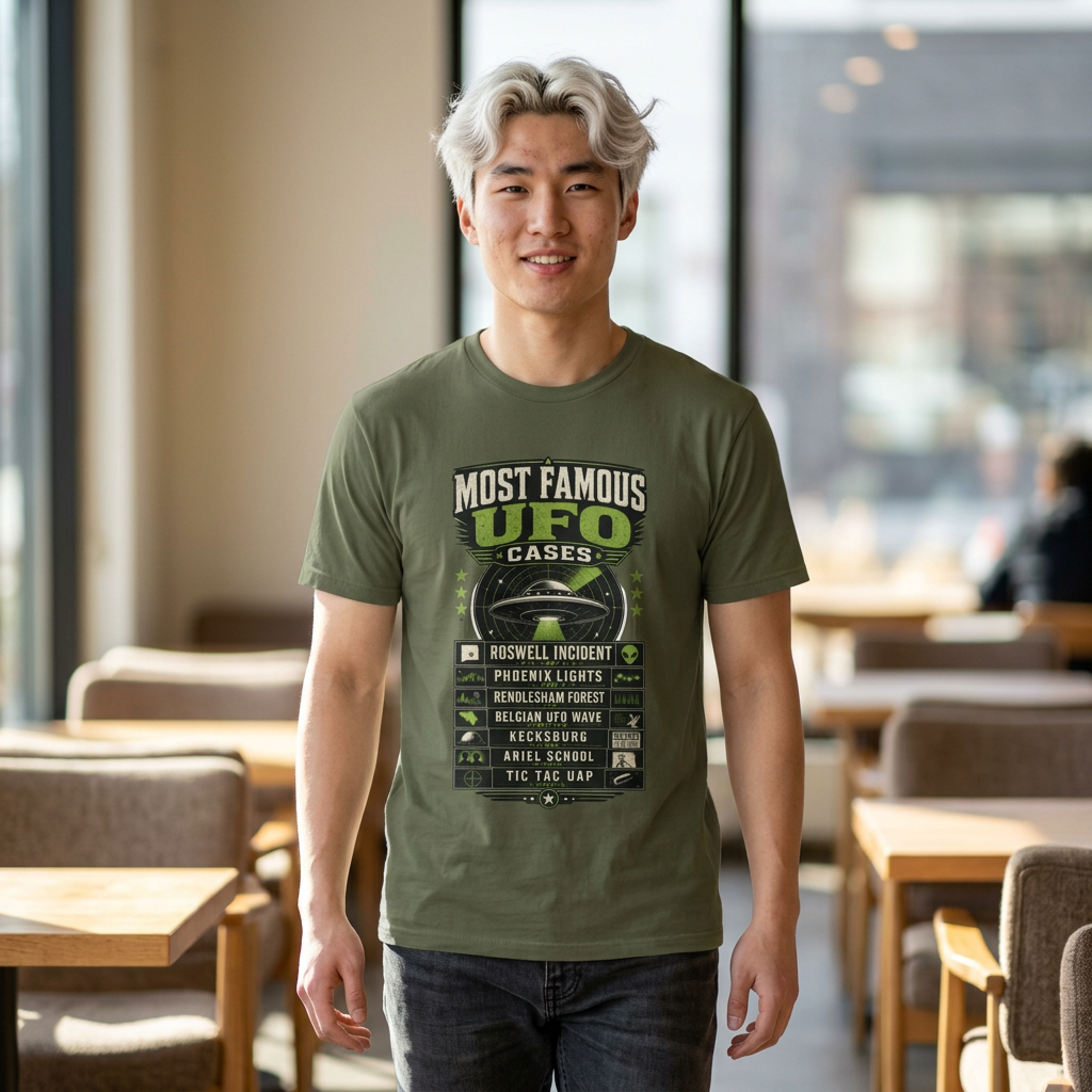 Most Famous UFO Cases T-Shirt — Roswell & Top Alien Encounters Tee