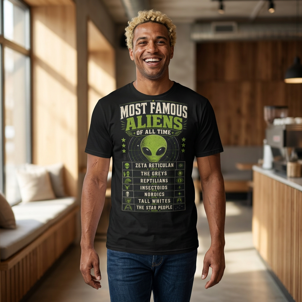 Most Famous Aliens T-Shirt — Retro Green Alien Graphic Tee