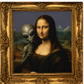 Mona Lisa Alien Photo-Bomb T-Shirt — Vintage Frame Graphic Tee