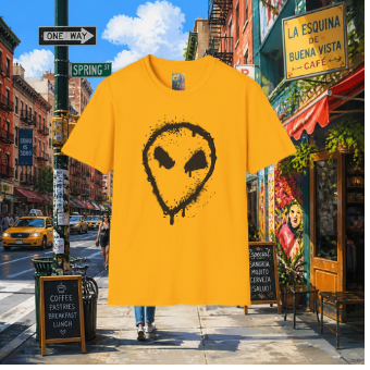 Alien Drip T‑Shirt — Grunge Splatter Alien Face Tee