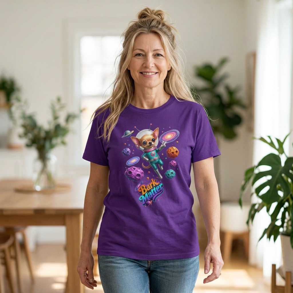 Space Chihuahua Tee – "Bark Matter" Cute Astronaut Dog Graphic Shirt