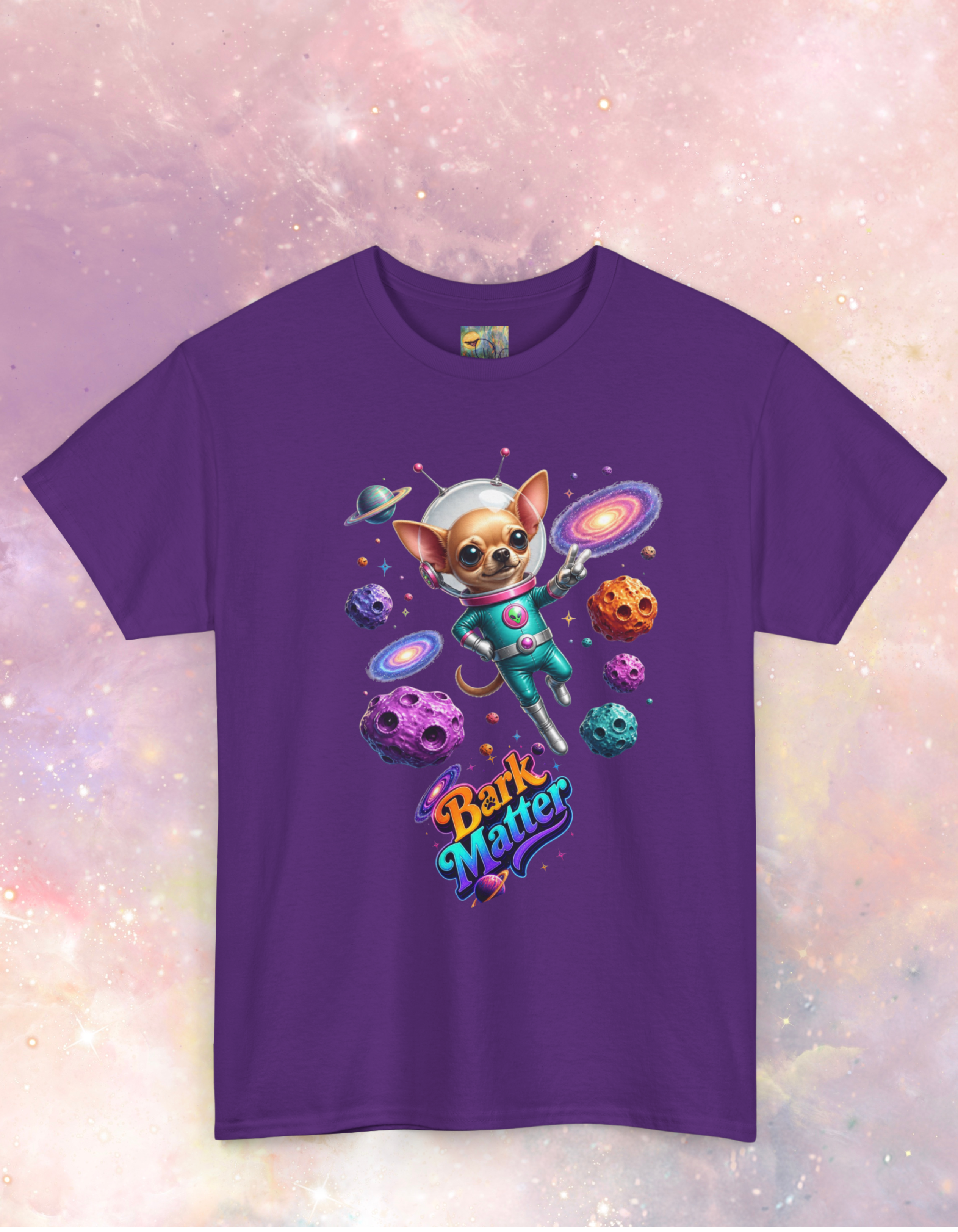 Space Chihuahua Tee – "Bark Matter" Cute Astronaut Dog Graphic Shirt