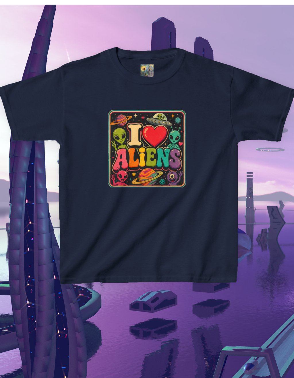 Kids "I  Aliens" Tee — Cute Neon Alien Graphic Shirt for Kids