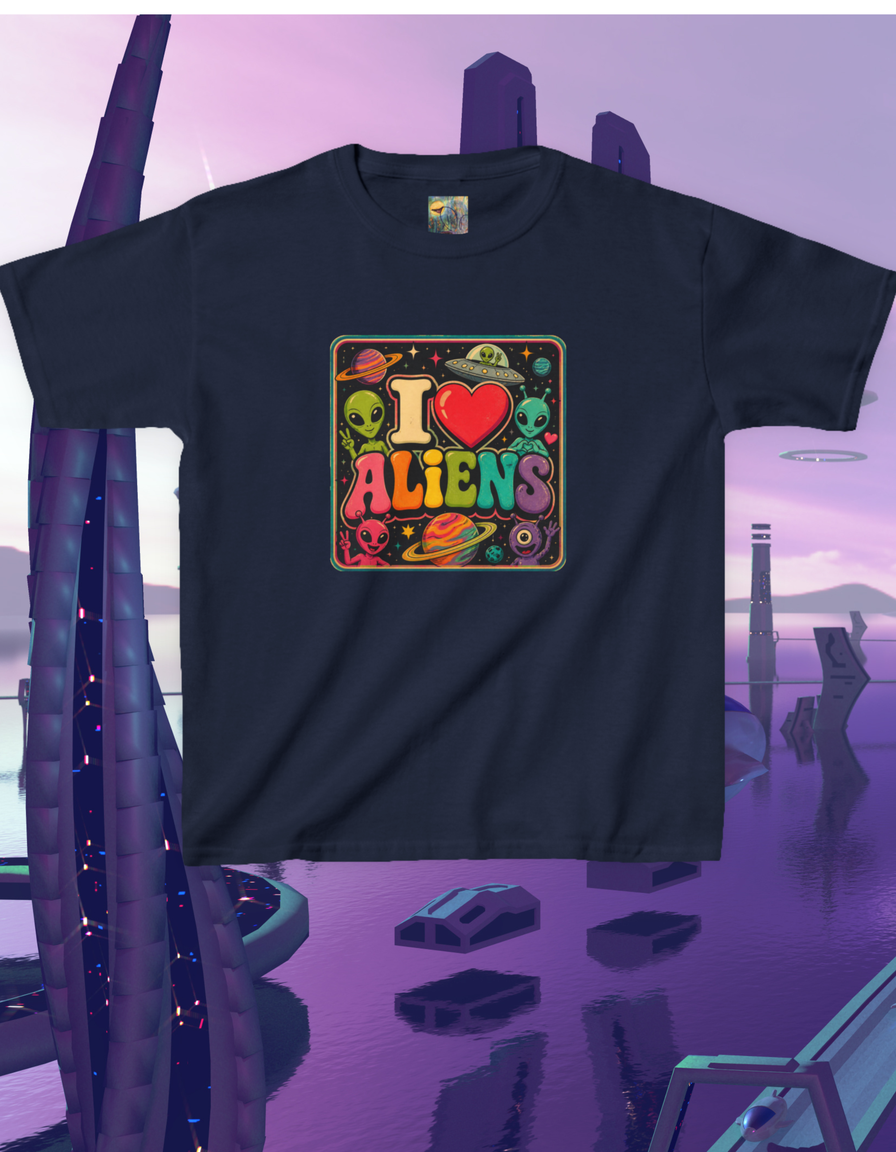 Kids "I  Aliens" Tee — Cute Neon Alien Graphic Shirt for Kids
