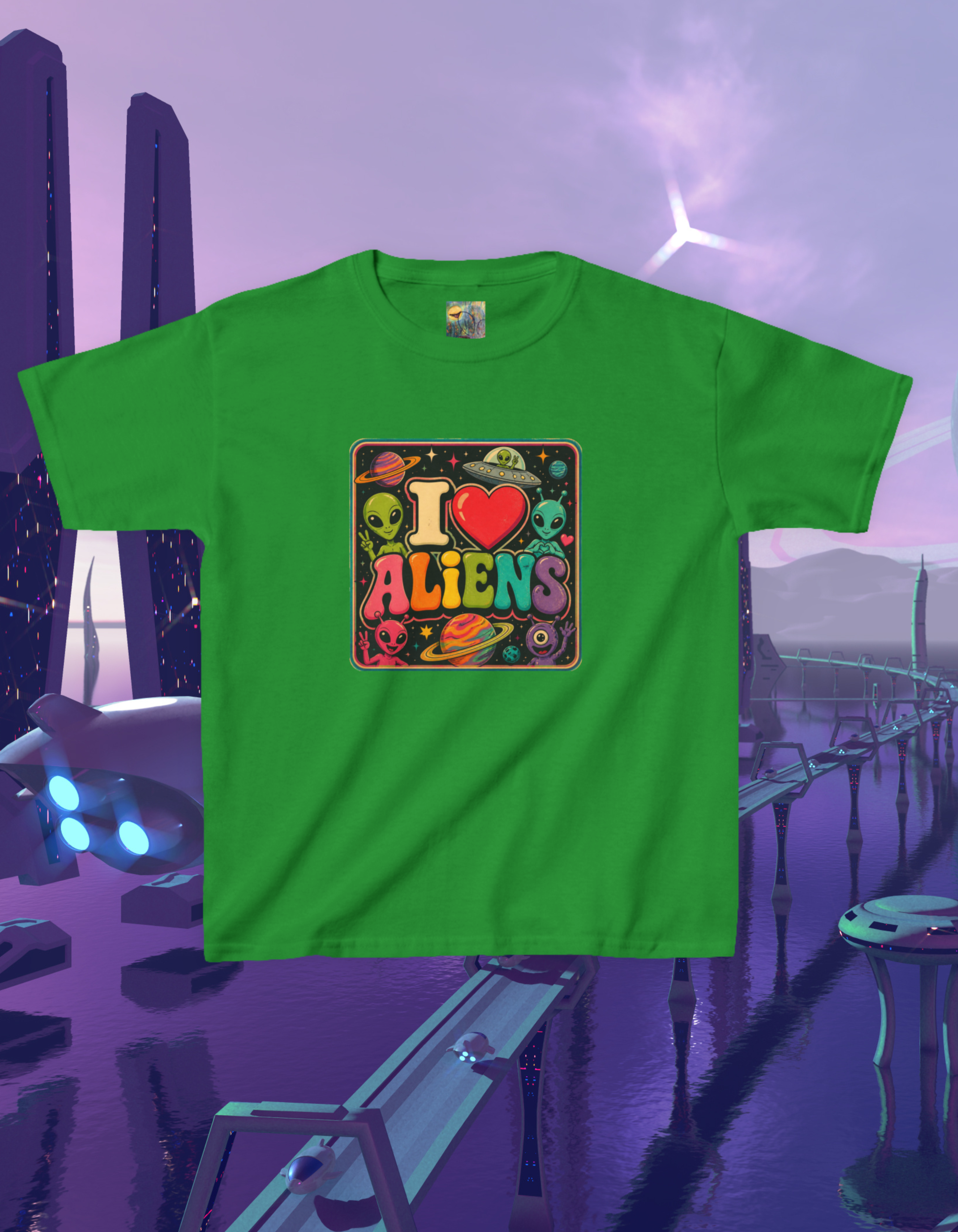 Kids "I  Aliens" Tee — Cute Neon Alien Graphic Shirt for Kids