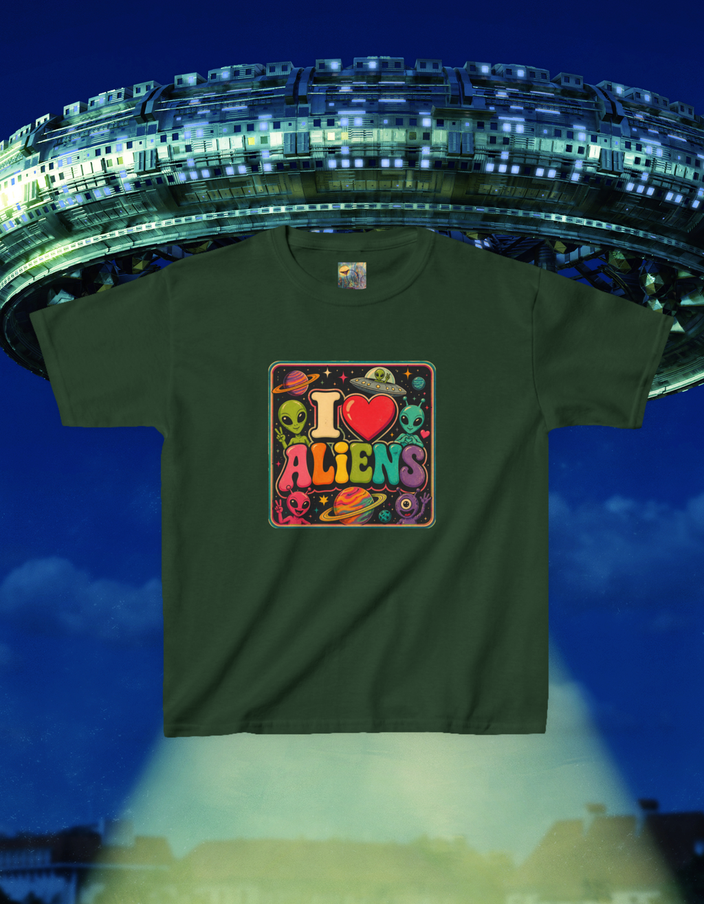 Kids "I  Aliens" Tee — Cute Neon Alien Graphic Shirt for Kids