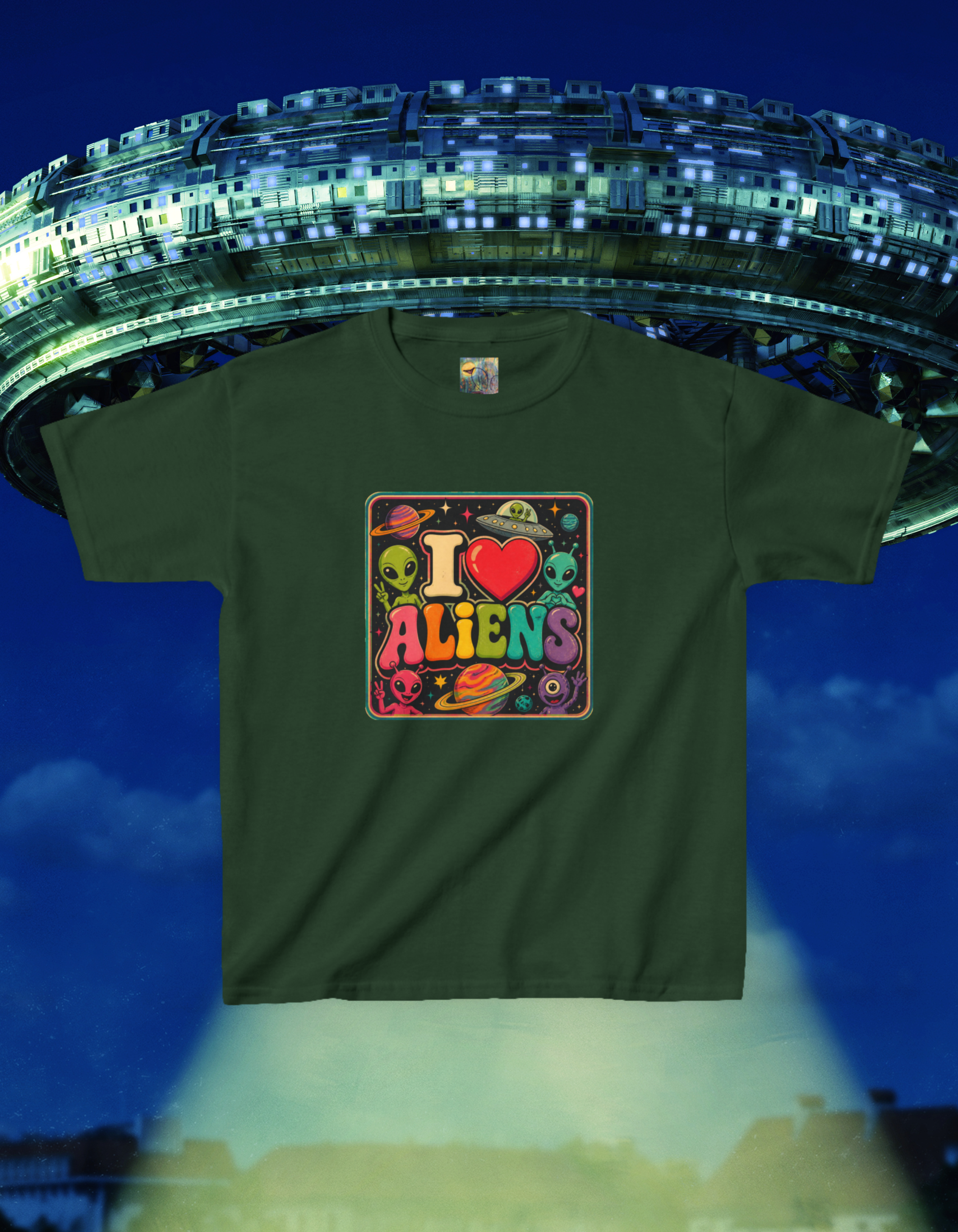 Kids "I  Aliens" Tee — Cute Neon Alien Graphic Shirt for Kids