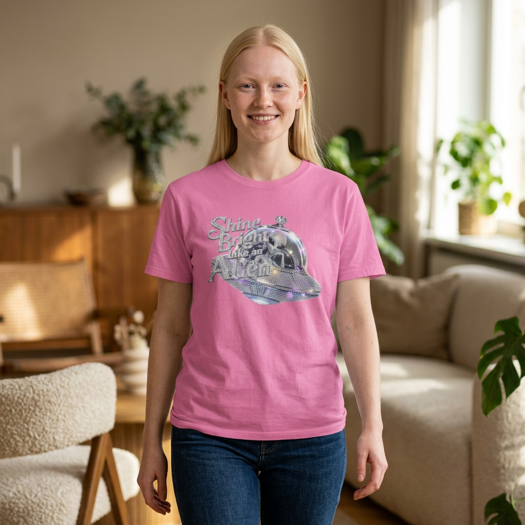 Shine Bright Like An Alien T-Shirt — Retro UFO Graphic Tee
