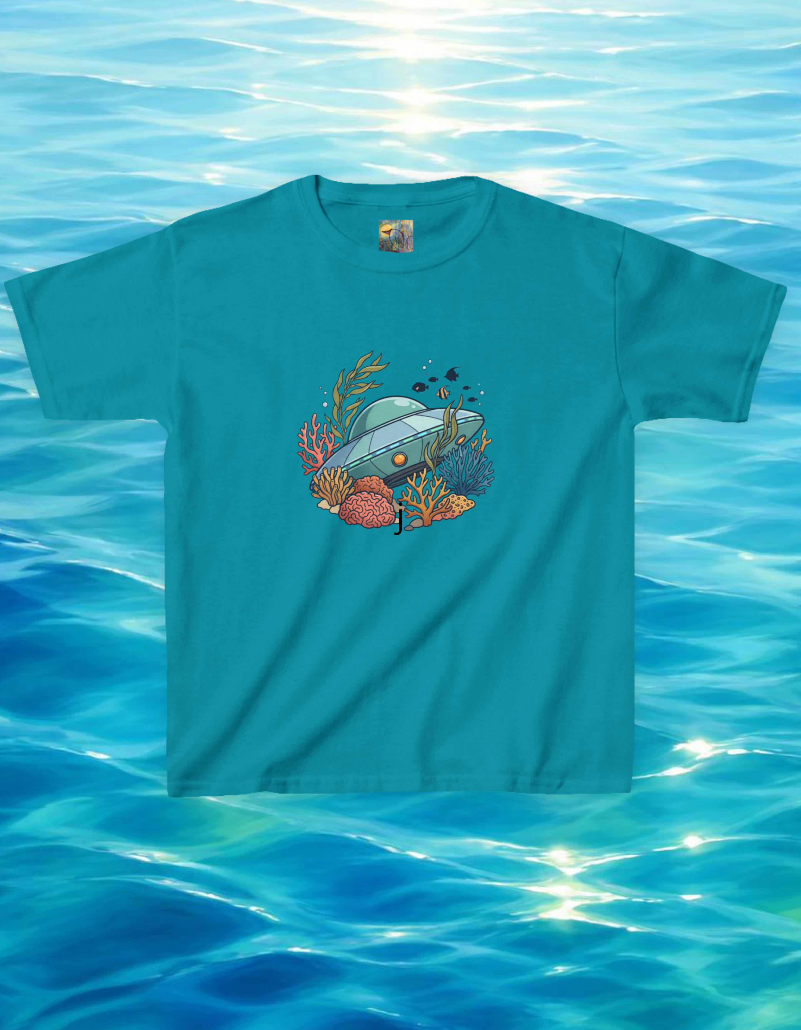 Kids UFO Ocean Tee — Cute Underwater Spaceship Kids T-Shirt