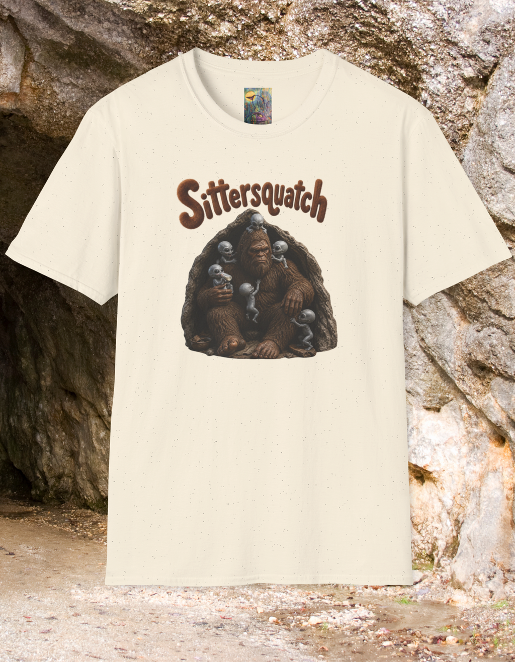 Sittersquatch T-Shirt — Retro Bigfoot Mom & Baby Graphic Tee
