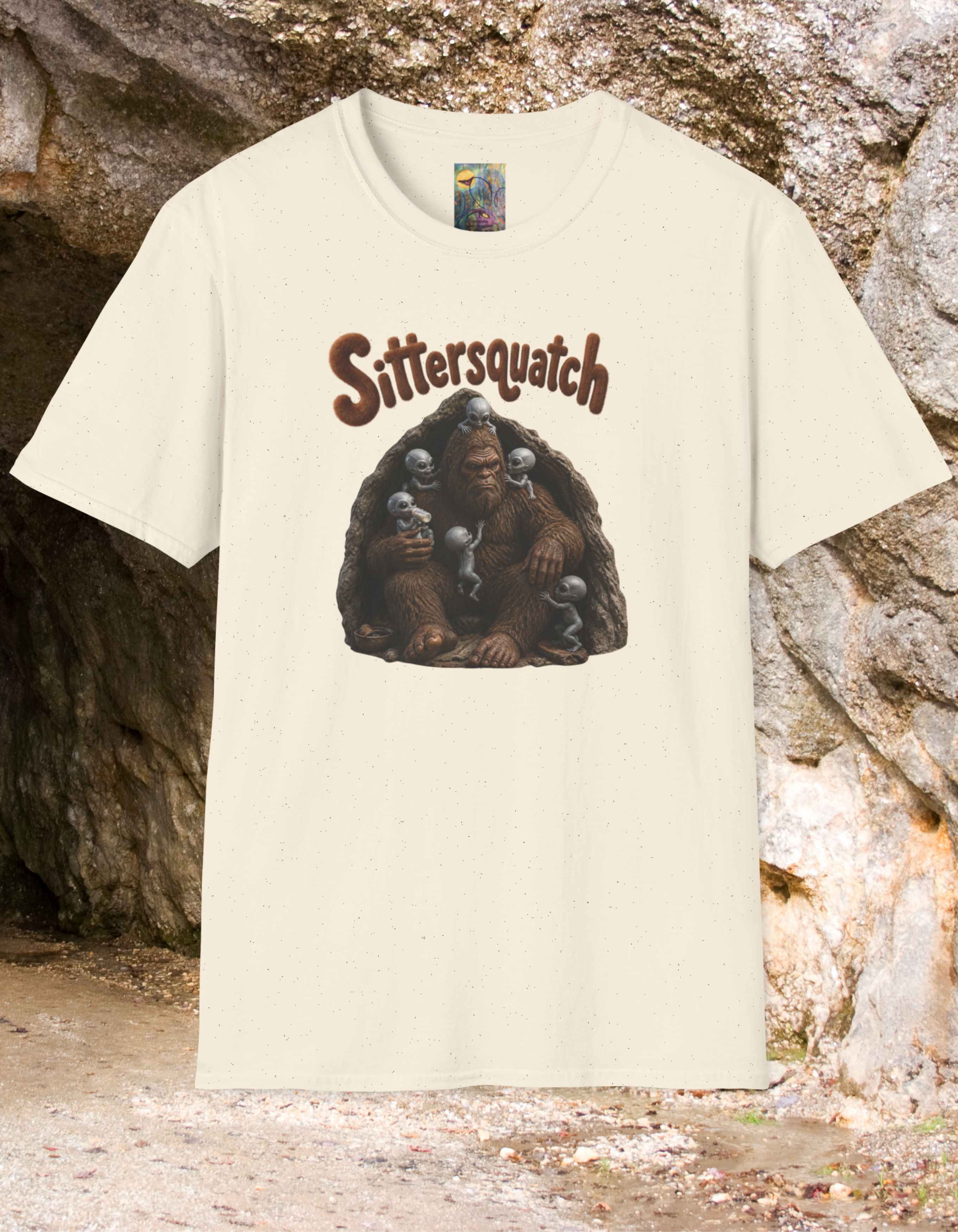 Sittersquatch T-Shirt — Retro Bigfoot Mom & Baby Graphic Tee