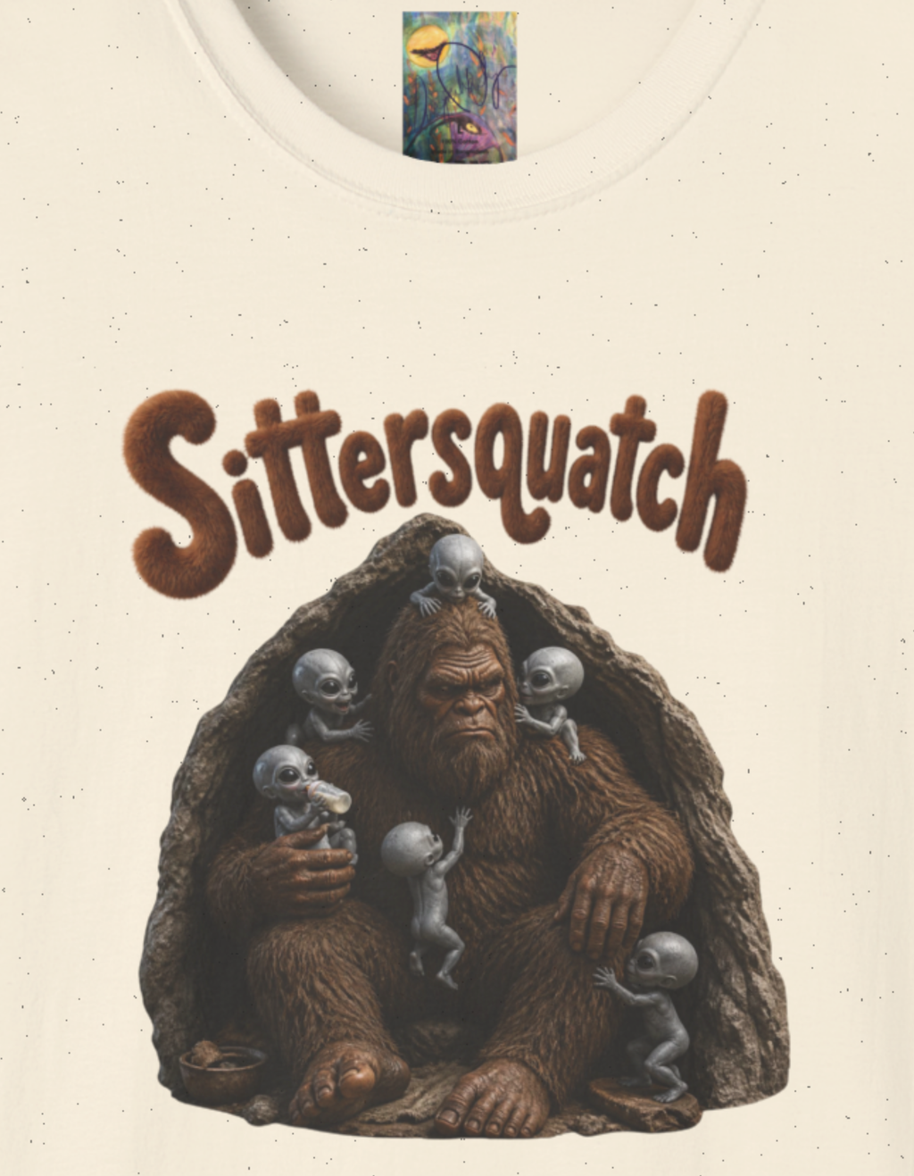 Sittersquatch T-Shirt — Retro Bigfoot Mom & Baby Graphic Tee