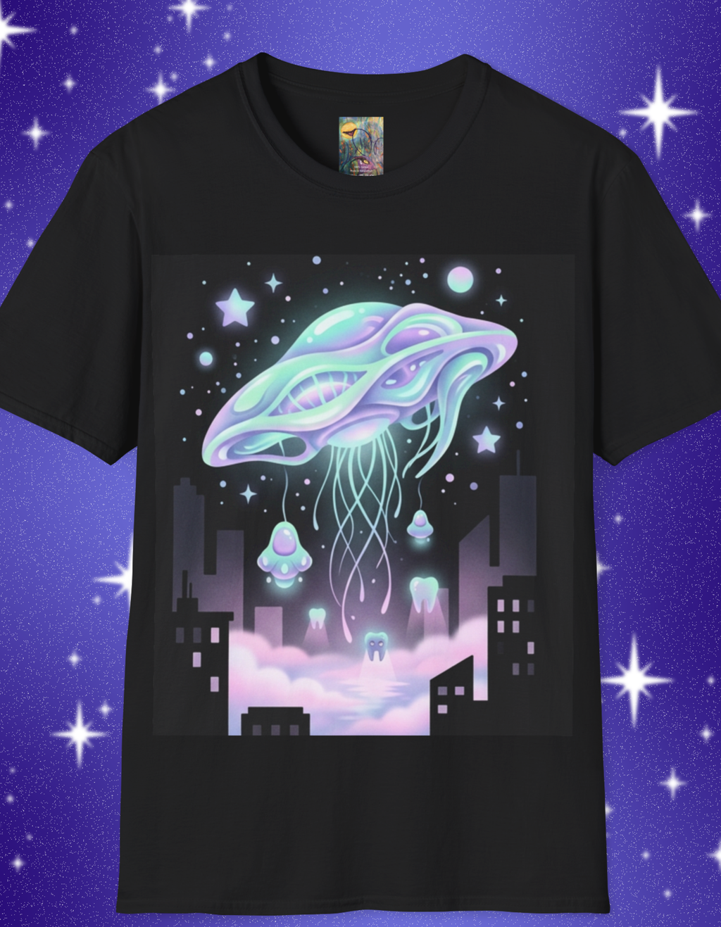 Dreamcore UfO Galactic Jellyfish T-Shirt — Neon Space Jellyfish Graphic Tee