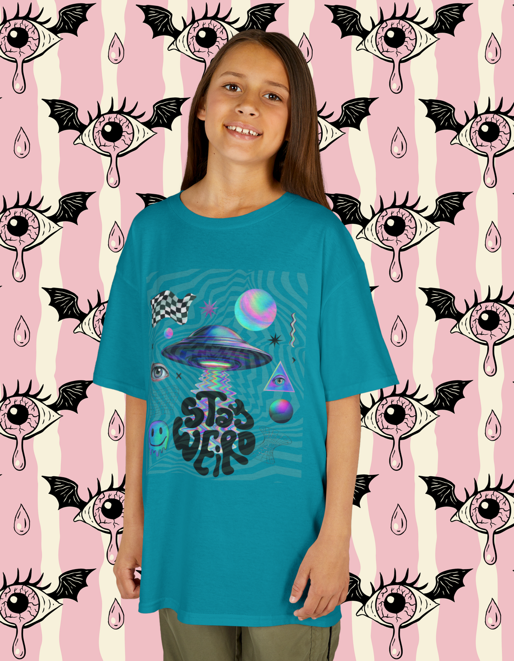 Kids Tee — 'Stay Weird' Alien UFO Graphic