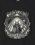 Black Metal Alien Abduction Graphic T-Shirt — Neon Green UFO Band Tee