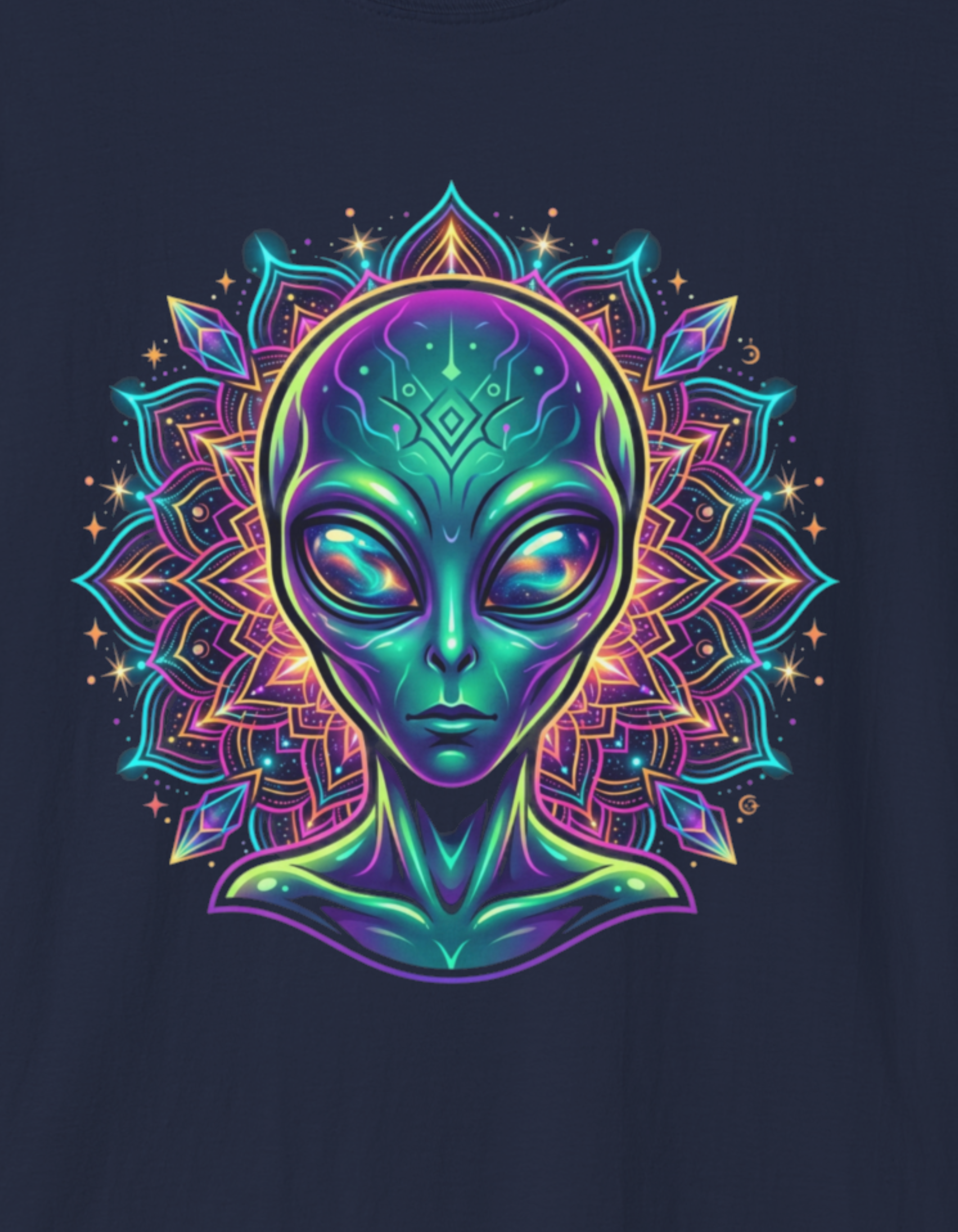 Alien Mandala T-Shirt — Psychedelic Extraterrestrial Graphic Tee