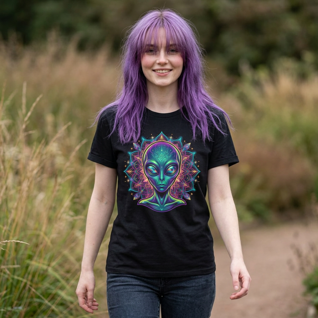 Alien Mandala T-Shirt — Psychedelic Extraterrestrial Graphic Tee