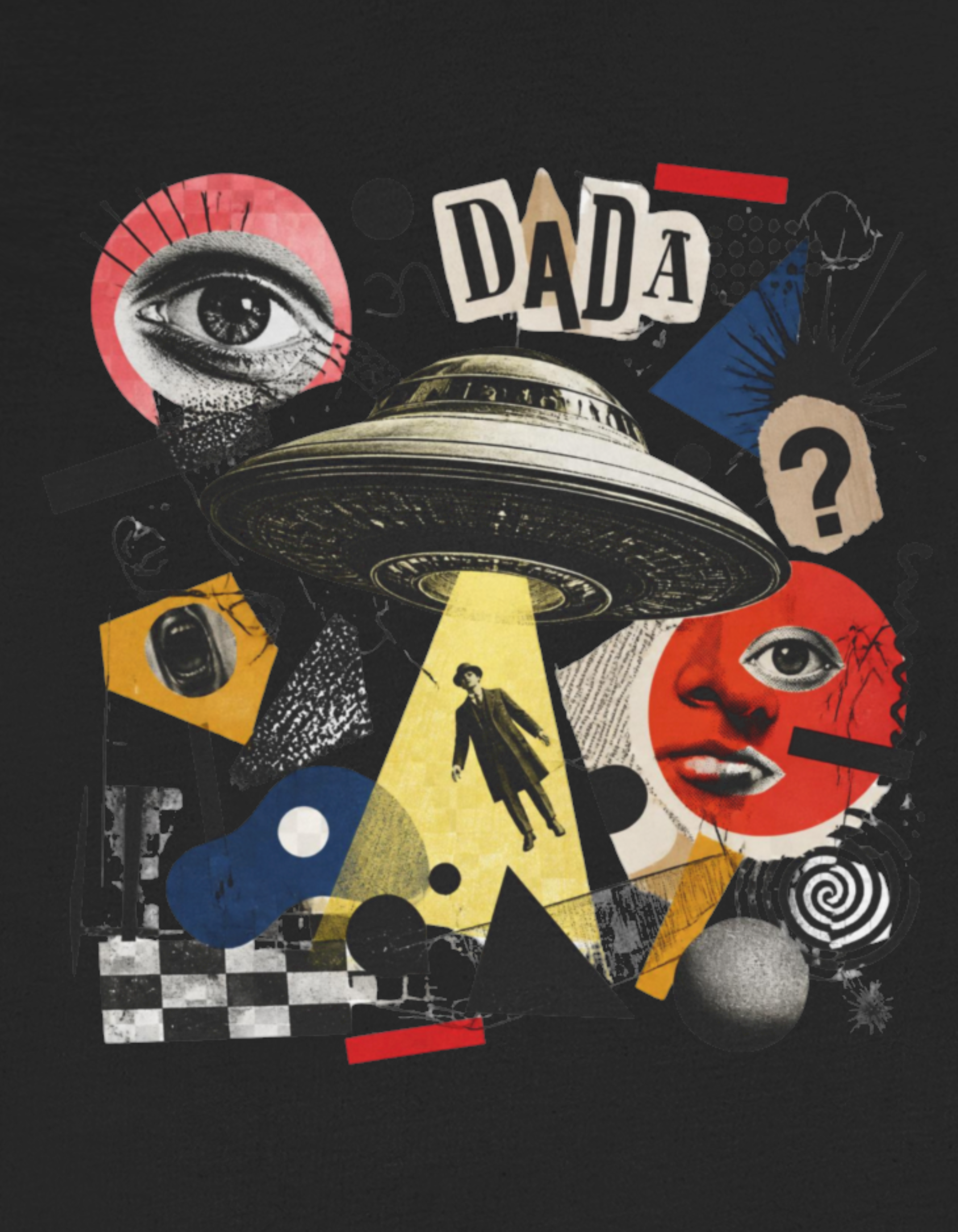 Dada UFO Collage T-Shirt — Retro Surreal Art Tee