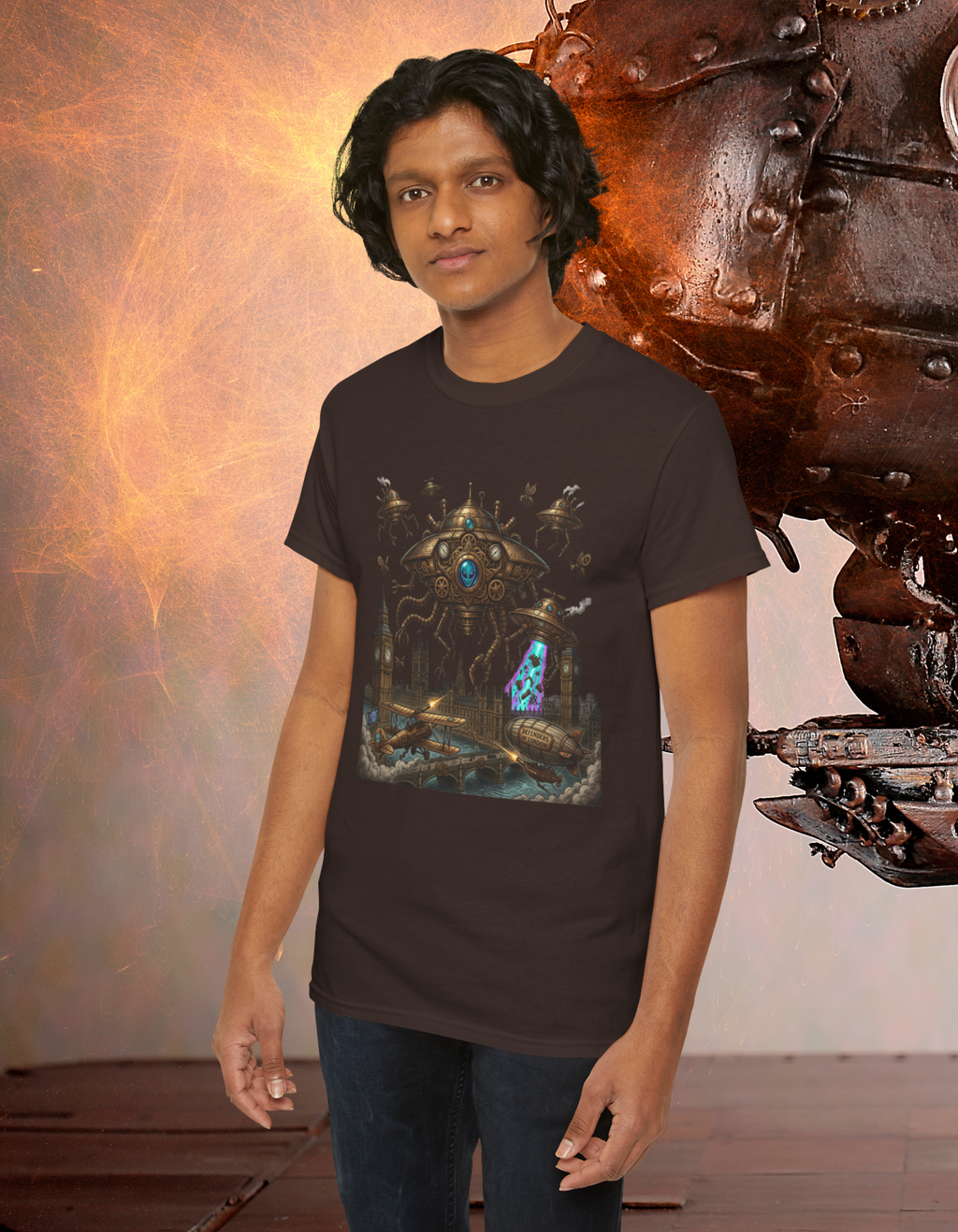 Alien UFO Invasion Portal T-Shirt — Mystical Steampunk Gateway Graphic Tee