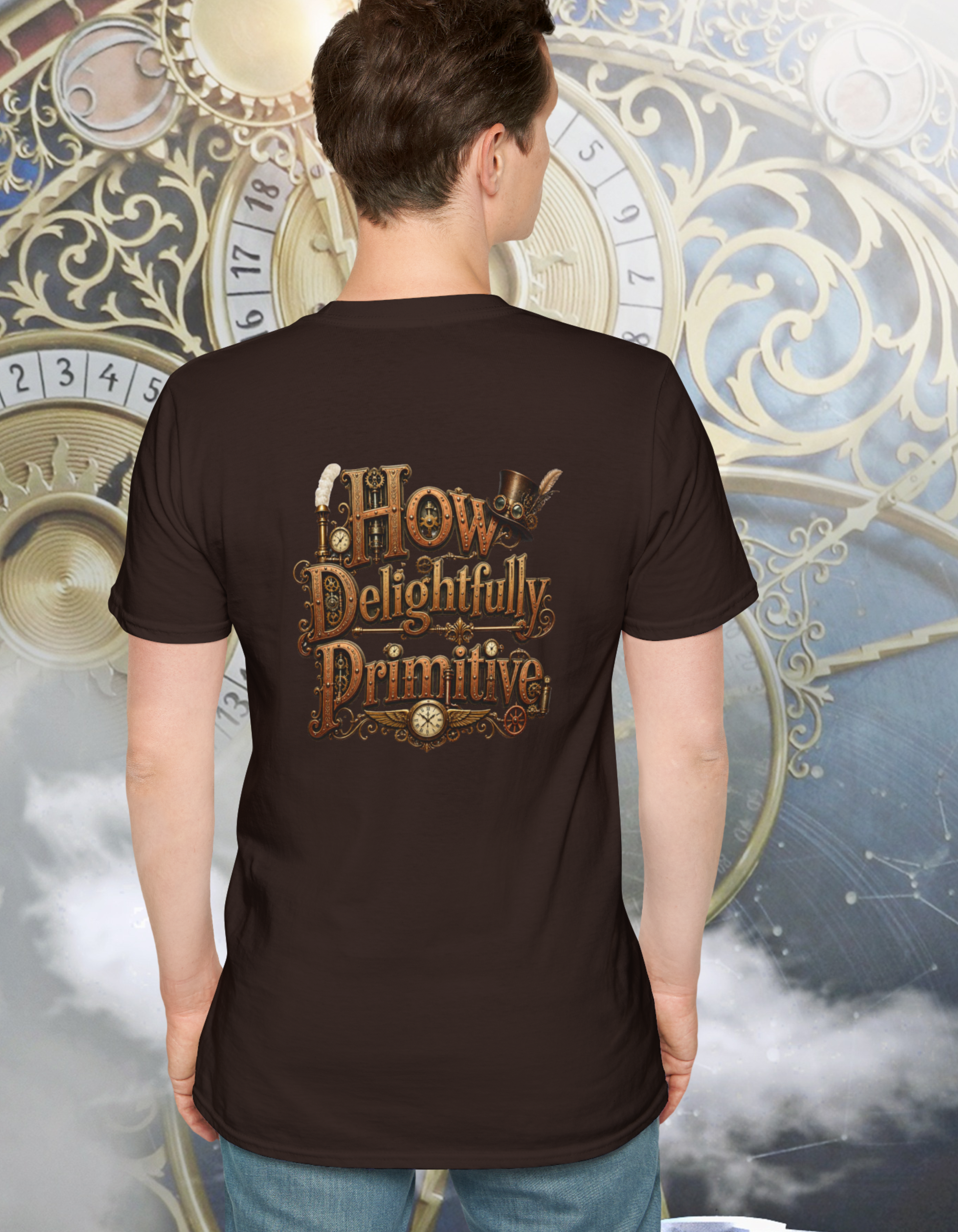Steampunk Alien Graphic T-Shirt — Vintage Clockwork Extraterrestrial Tee