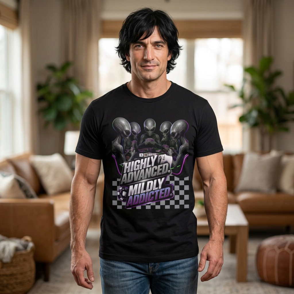 Alien Poker 'Highly Advanced Mildly Addicted' T‑Shirt