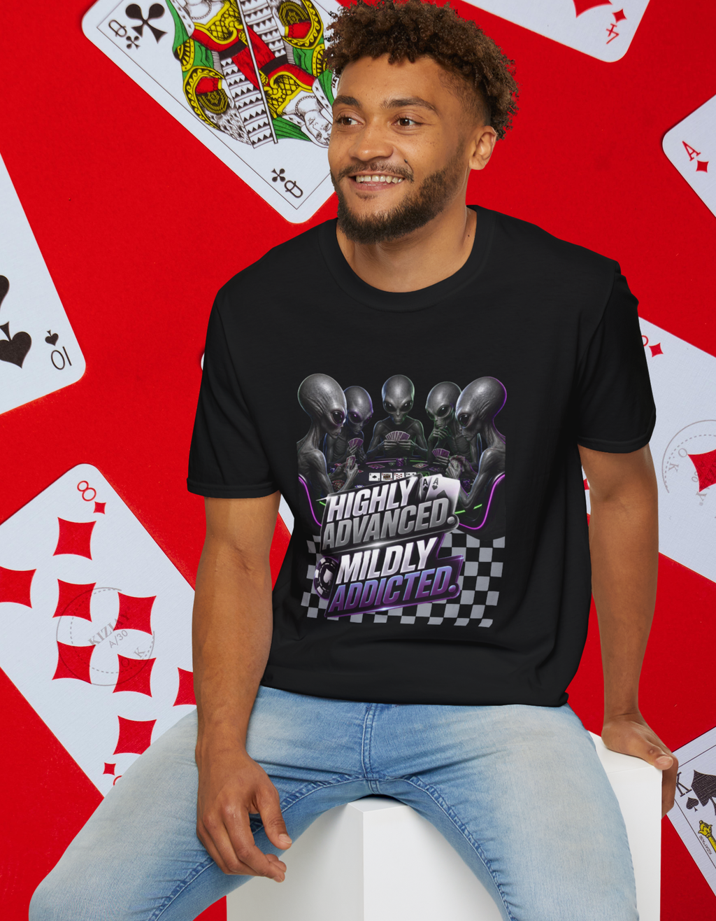 Alien Poker 'Highly Advanced Mildly Addicted' T‑Shirt