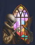 Alien Stained Glass T-Shirt — Gothic Church Window Sci‑Fi Tee