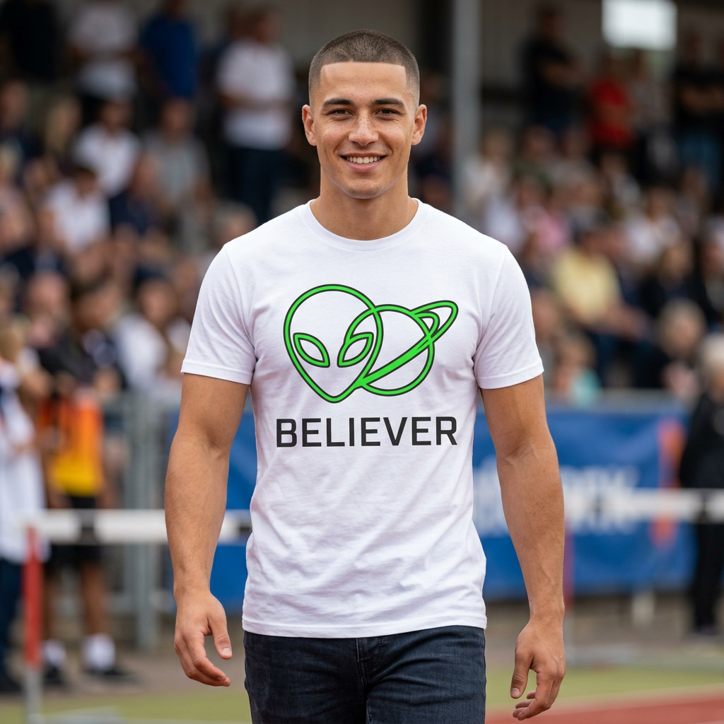 Alien Believer T-Shirt — Neon Green UFO Graphic Tee for Sci‑Fi Fans