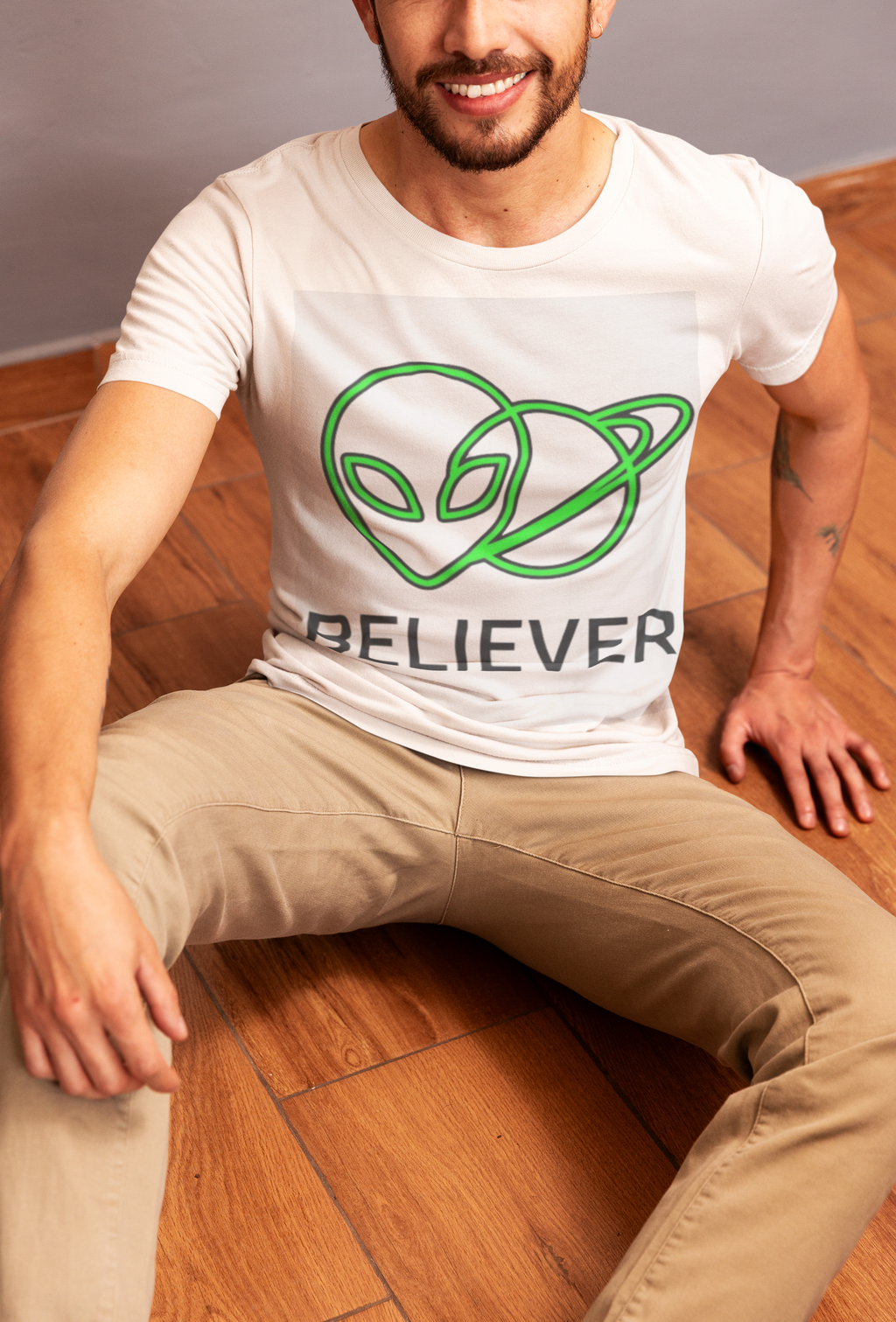Alien Believer T-Shirt — Neon Green UFO Graphic Tee for Sci‑Fi Fans