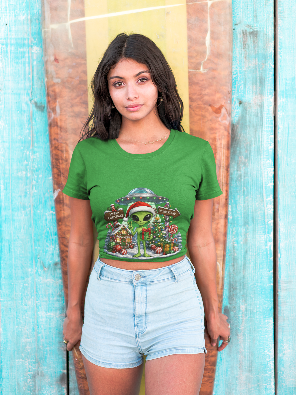 Alien Santa Christmas T-Shirt — "Merry Christmas Wonderland" Holiday Tee