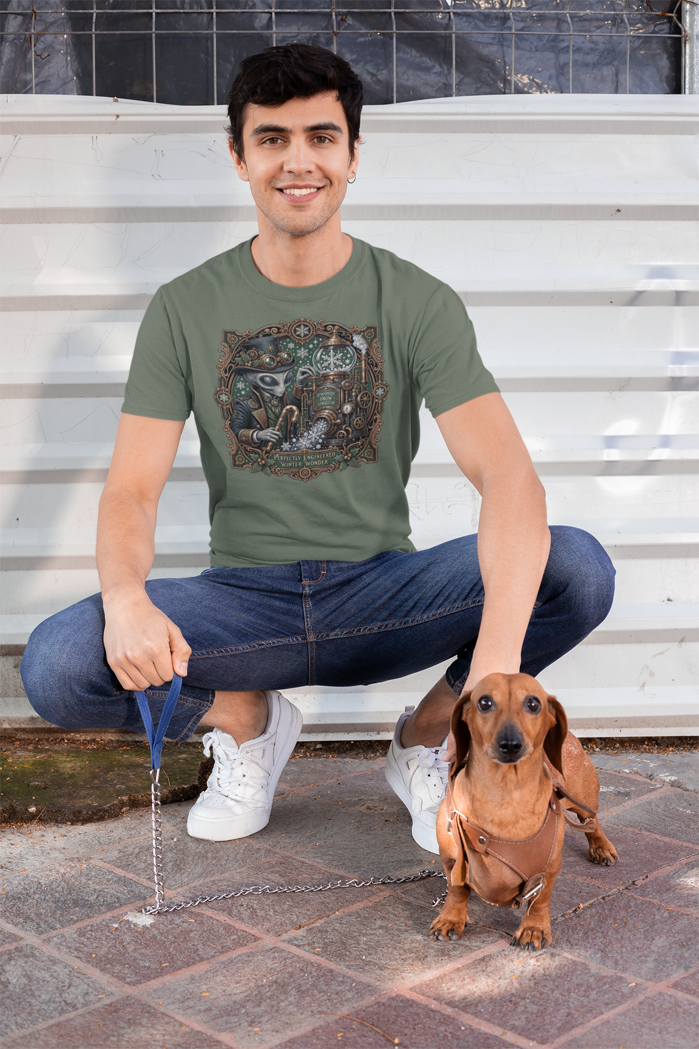 Alien Snow Globe T-Shirt — Vintage Steampunk Holiday UFO Design