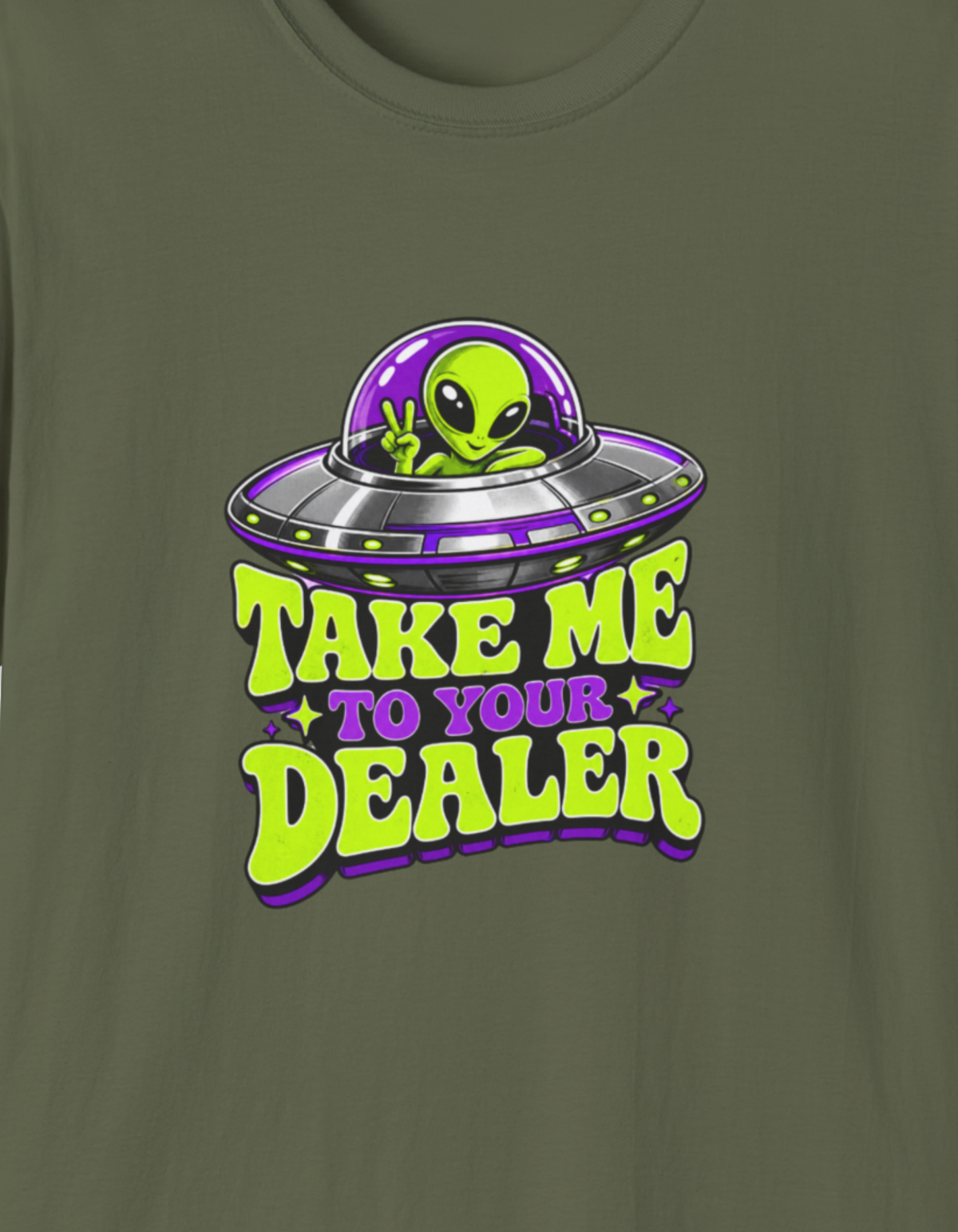 Alien UFO T-Shirt — "Take Me to Your Dealer" Graphic Tee