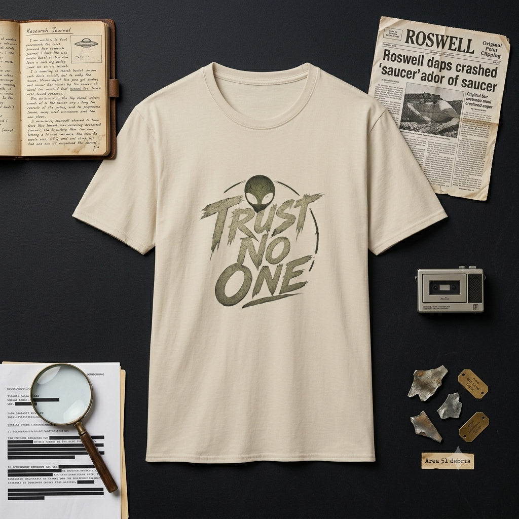 Trust No One T-Shirt — Alien Head Conspiracy Graphic Tee