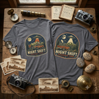 Night Shift UFO T‑Shirt — Retro Alien Abduction Camping Design
