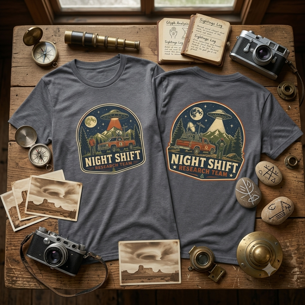 Night Shift UFO T‑Shirt — Retro Alien Abduction Camping Design