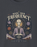Raise Your Frequency T-Shirt — Spiritual Alien Meditation Graphic Tee