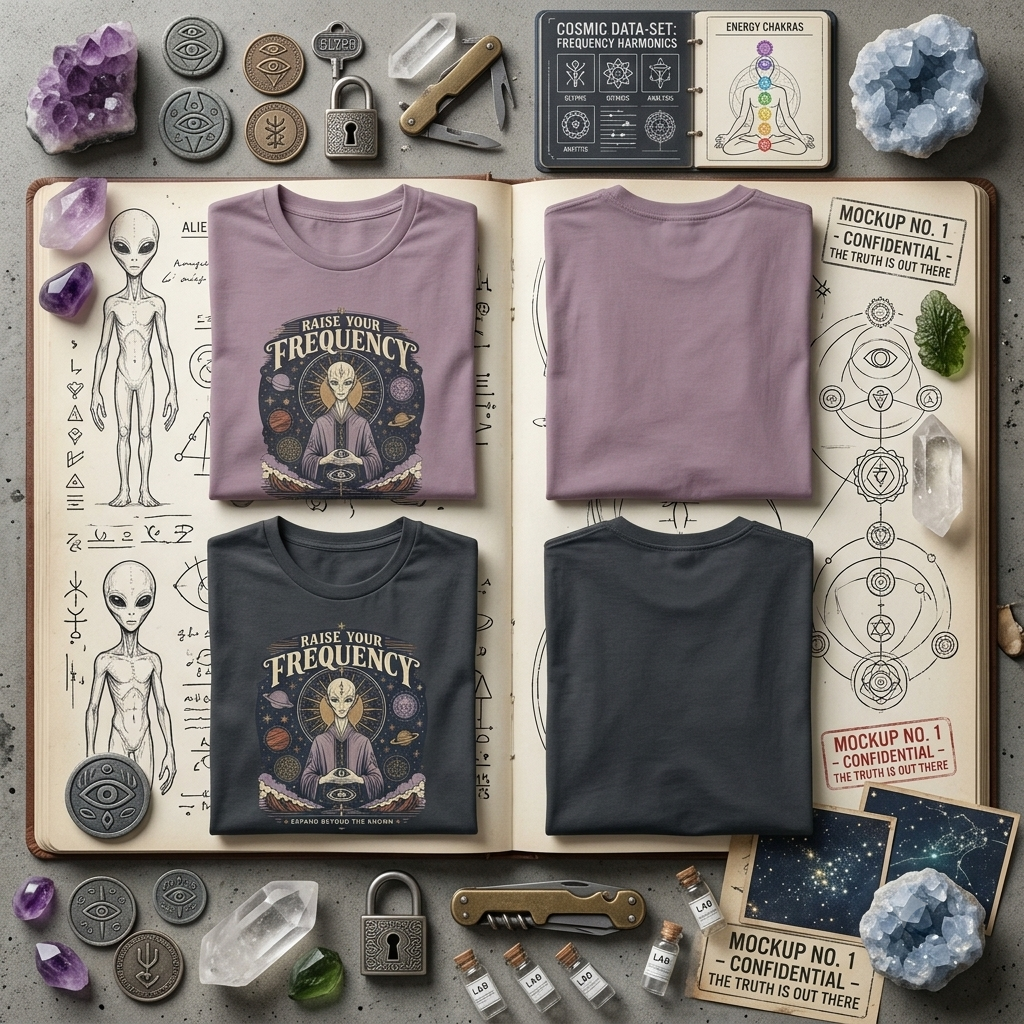 Raise Your Frequency T-Shirt — Spiritual Alien Meditation Graphic Tee