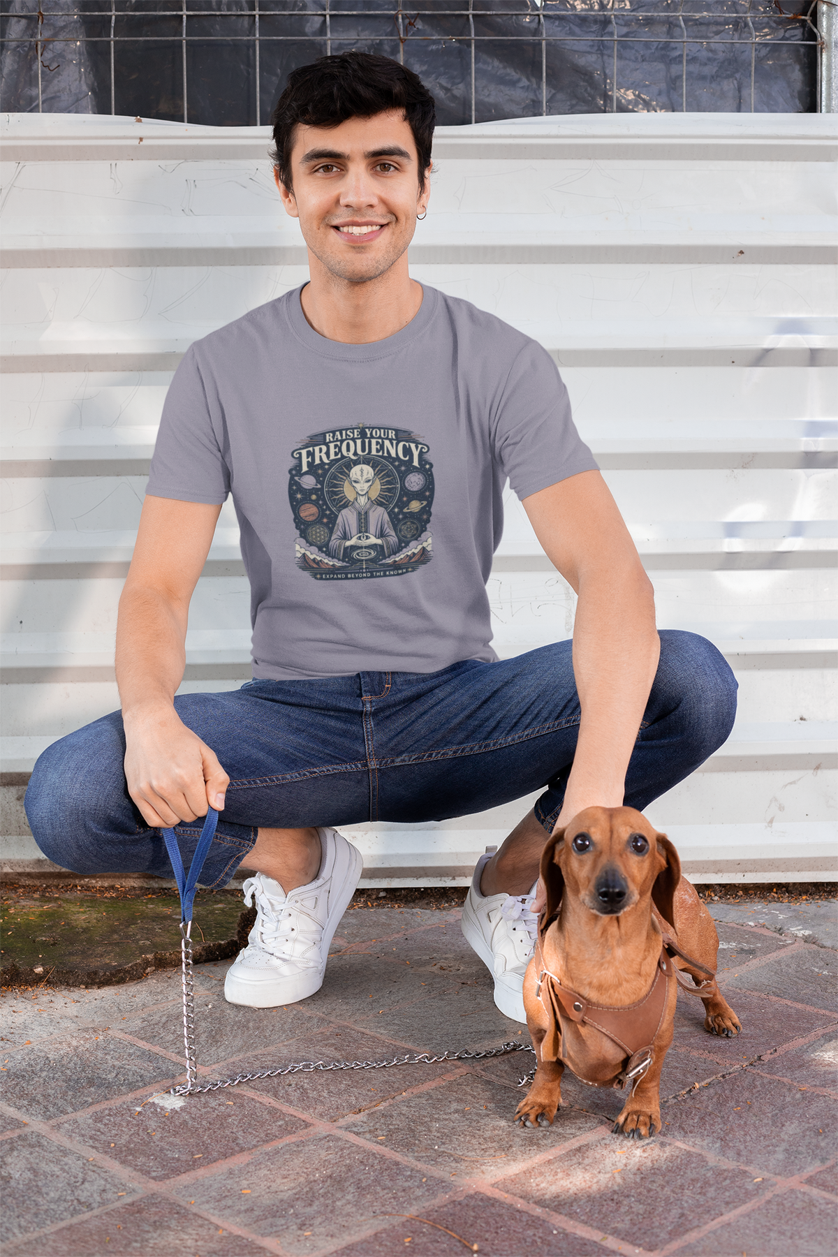 Raise Your Frequency T-Shirt — Spiritual Alien Meditation Graphic Tee