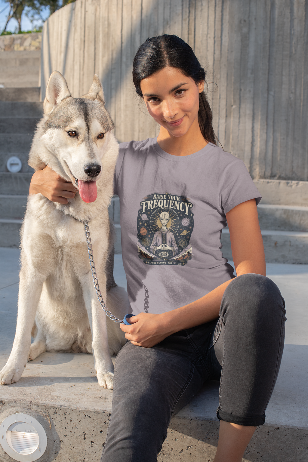 Raise Your Frequency T-Shirt — Spiritual Alien Meditation Graphic Tee