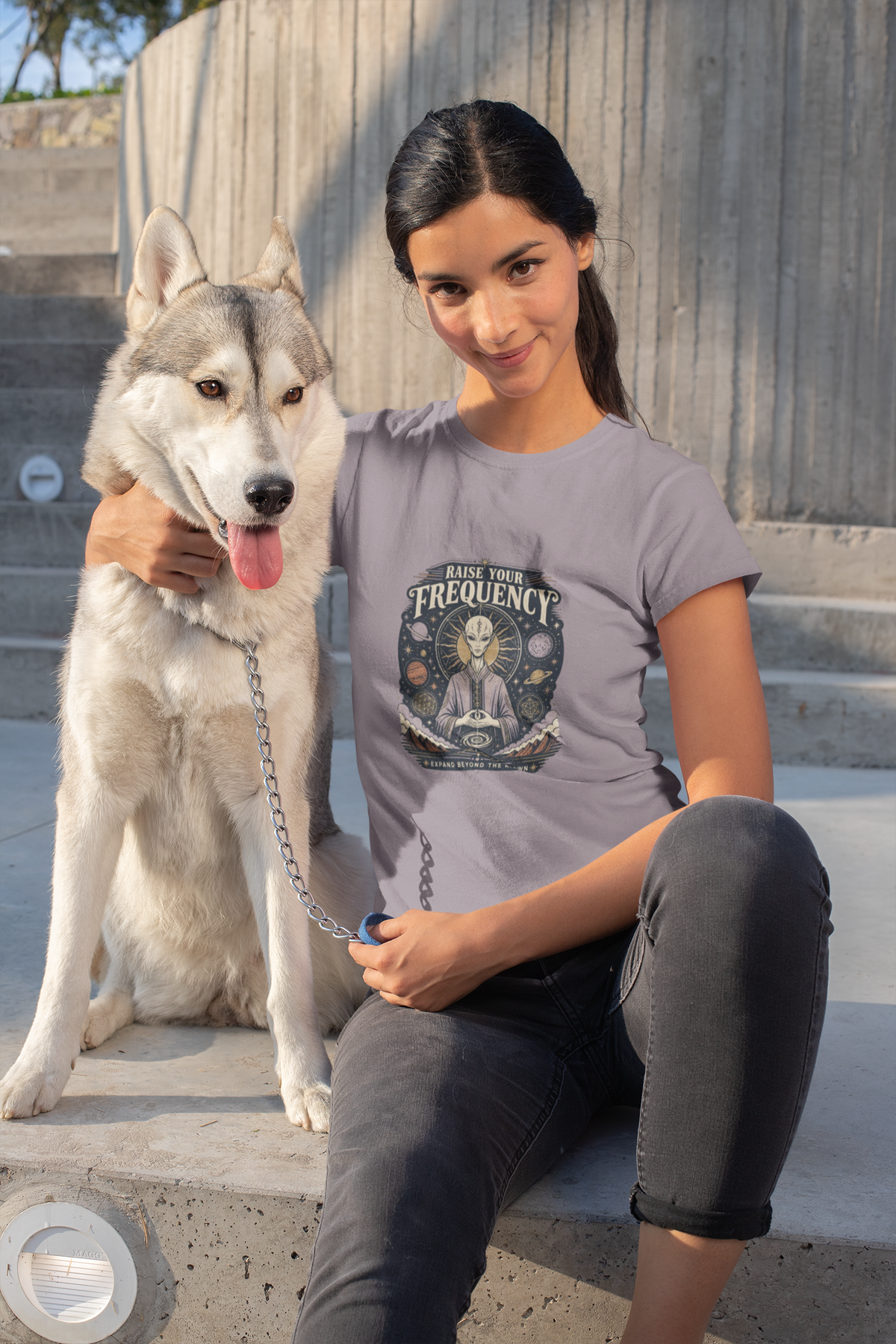 Raise Your Frequency T-Shirt — Spiritual Alien Meditation Graphic Tee