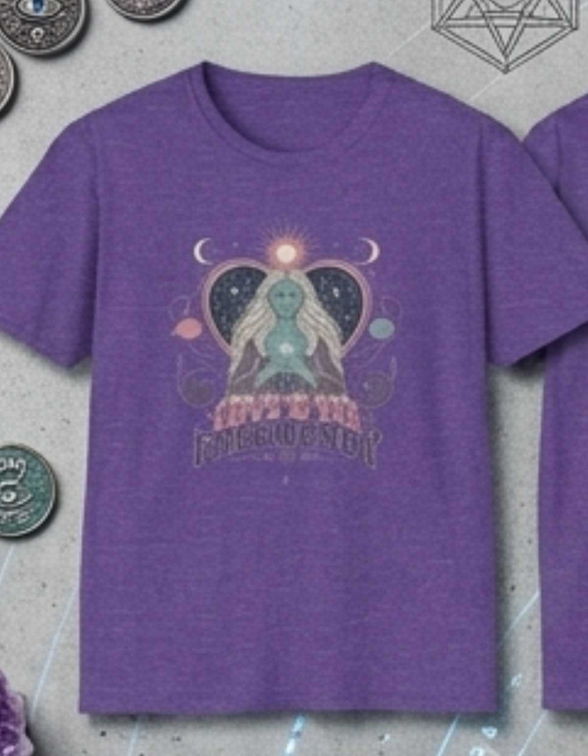 Cosmic Goddess T-Shirt — 'Elevate Your Frequency' Spiritual Graphic Tee