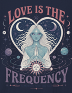 Love Is the Frequency Tee — Mystical Arcturian Heart Graphic T-Shirt