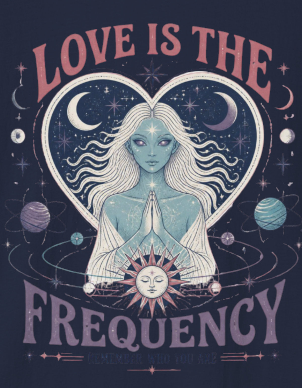 Love Is the Frequency Tee — Mystical Arcturian Heart Graphic T-Shirt