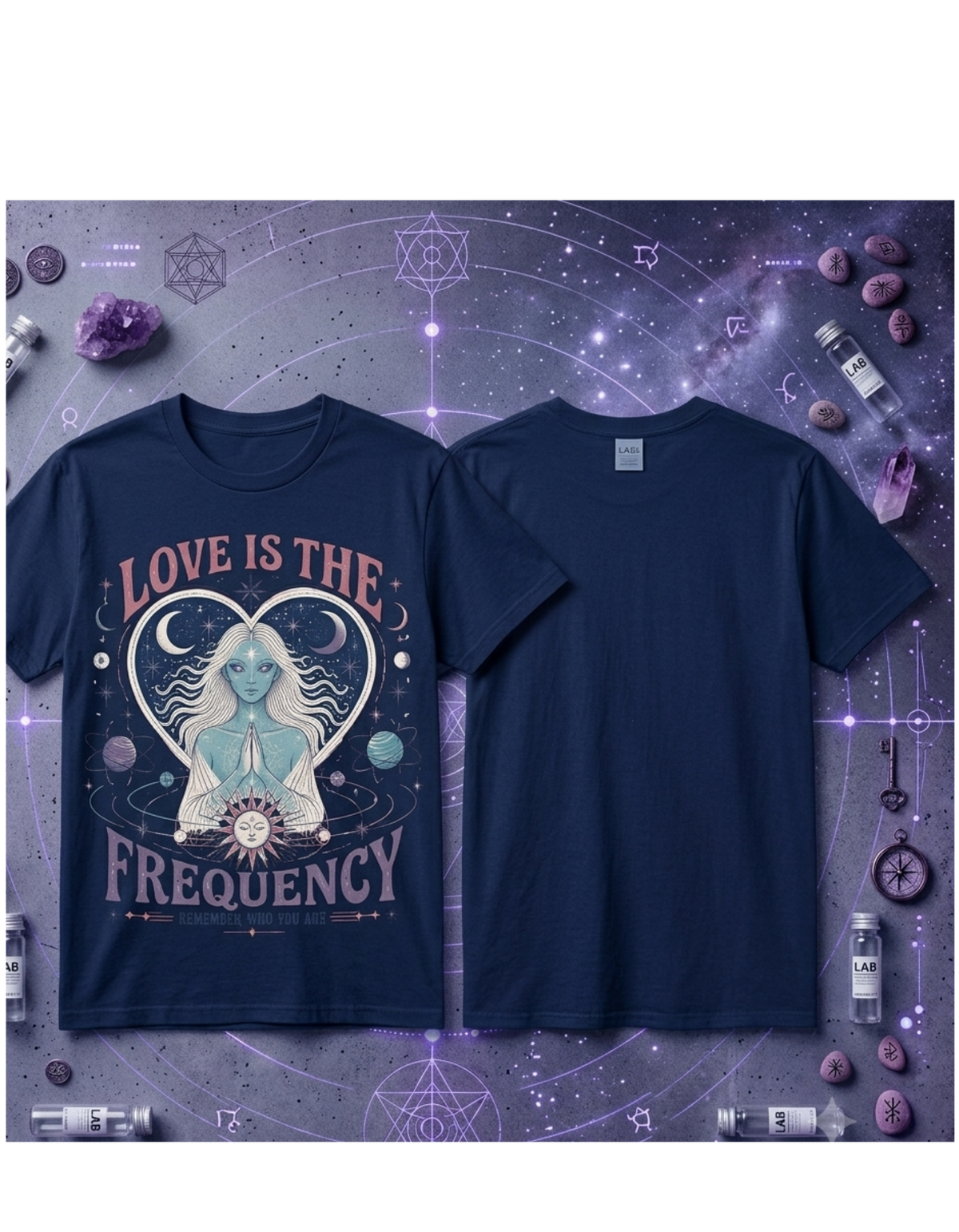 Love Is the Frequency Tee — Mystical Arcturian Heart Graphic T-Shirt