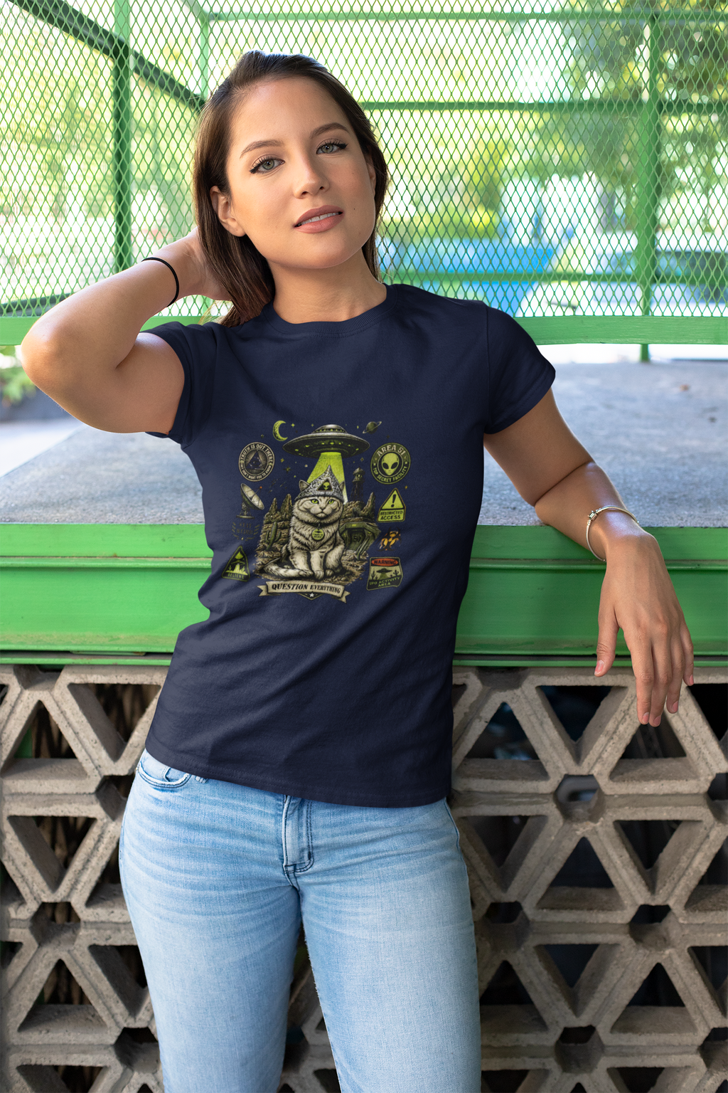 Alien Cat UFO T-Shirt — Retro Sci‑Fi Cat Abduction Design