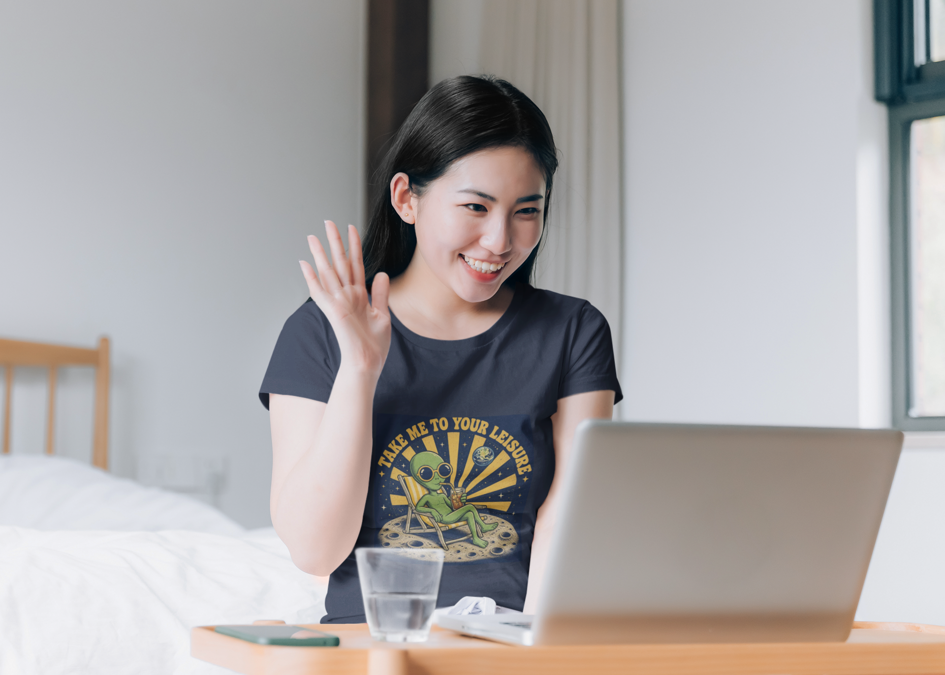 Alien Lounge T-Shirt — "Take Me To Your Leisure" Retro Graphic Tee