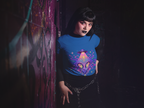 Psychedelic Alien UFO T-Shirt — Royal Trippy Cosmic Face Graphic Tee